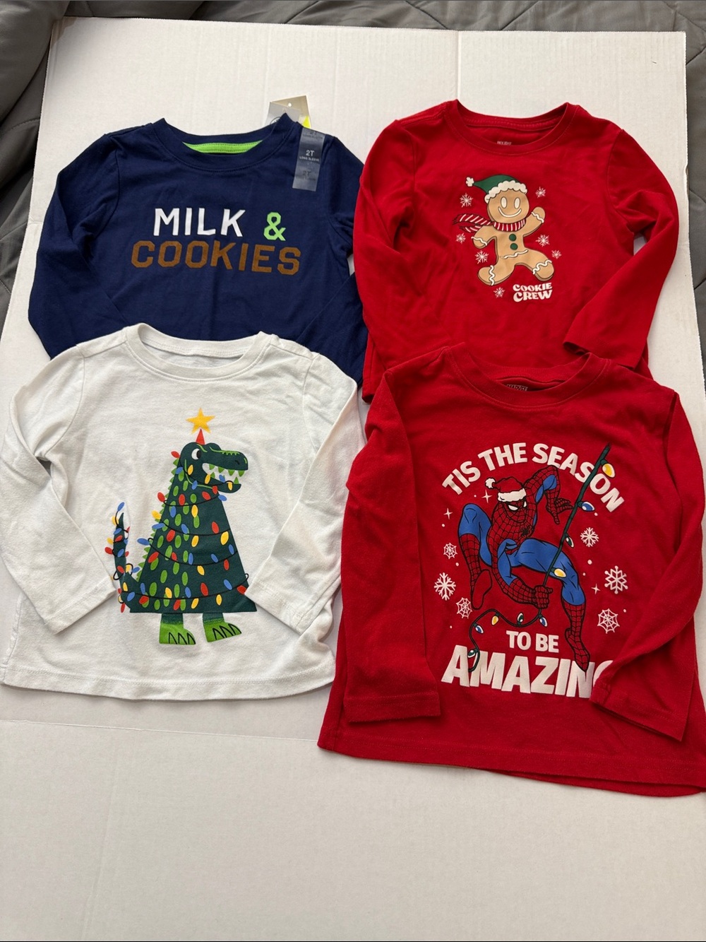 Bundle of 4 Kids Holiday Long Sleeve Shirts Size 2T Graphic Shirts